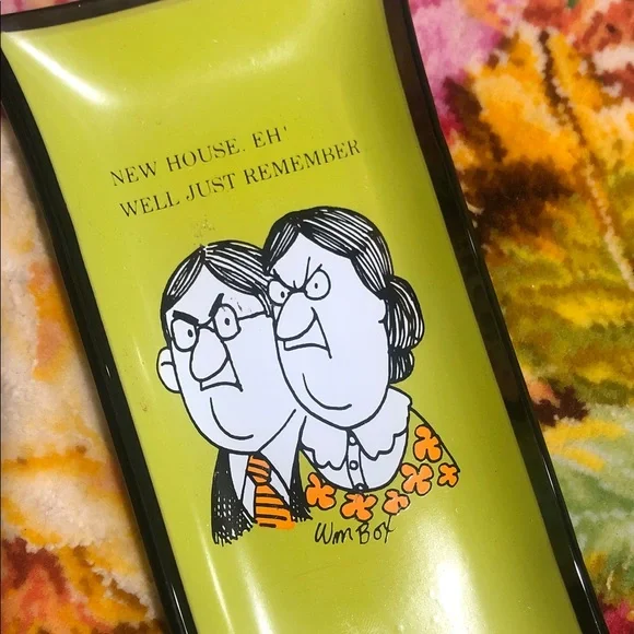 Vintage Kitsch Home Art Enamel Humorous Trinket Tray - Picture 3 of 9